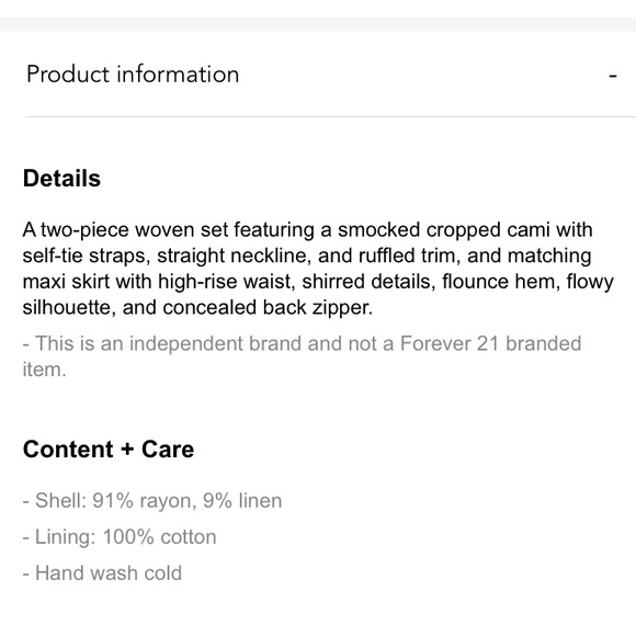 F21 Crop Top/Maxi Skirt Coord Set - Picture 8 of 8